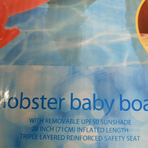 Sun Sky Baby Sun Canopy Baby Pool Float Boat Ages 6/18 mos RED CRAB~50=UPF/UV - Picture 2 of 5